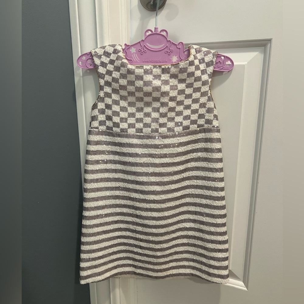 Little Marc Jacobs white & gray sequin dress